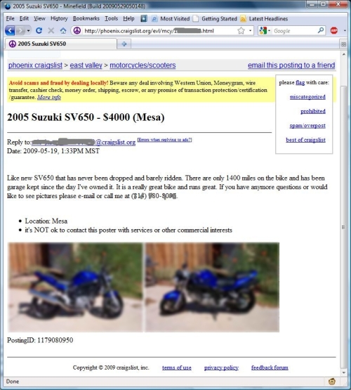 craigslist ad without the use of firefox addon
