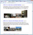 craigslist peek google chrome extension - showing list mode with ad excerpts and thumbnails