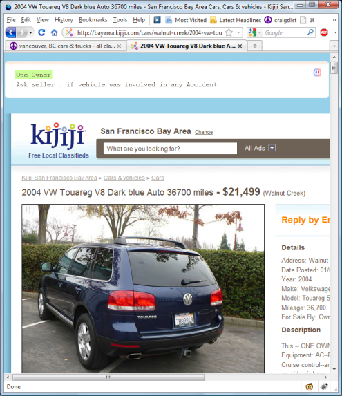 browser extension for kijiji car